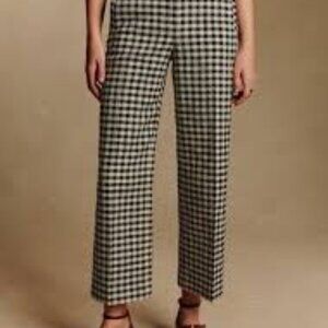 Sezane Martin Crop Trousers Black Ecru Gingham - Size 10